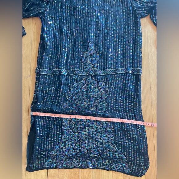 80s Deco Sequined Drop Waist Dress - Picture 9 of 9